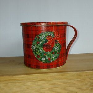 Vintage Holiday Cheer Jasco Hong Kong tin mug candle & bank